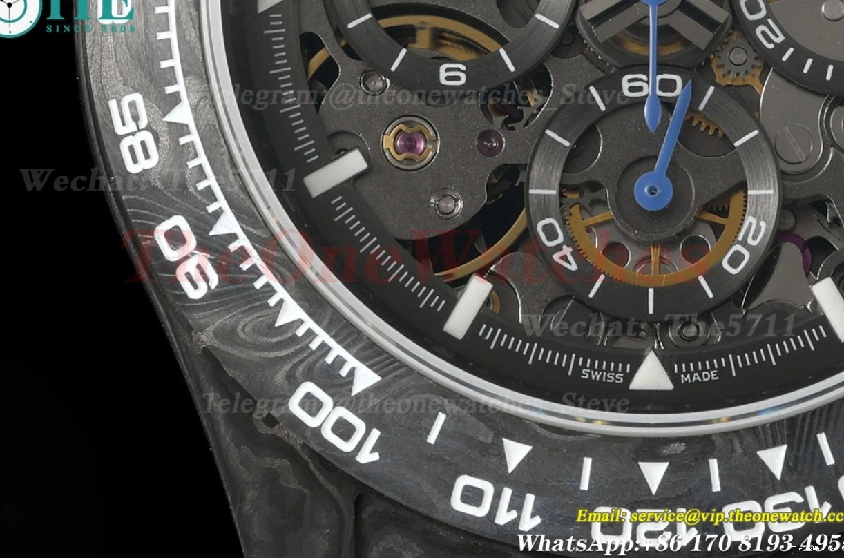 40mm Carbon Diw Dial Daytona N6F Black Skeleton NY DD4801 0127